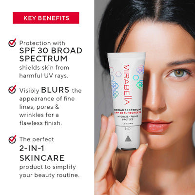 Mirabella Hydrate Prime Protect Broad Spectrum SPF 30, 1.35 fl oz