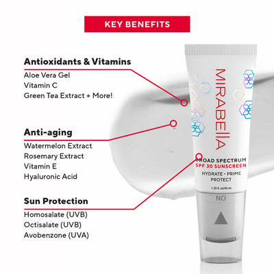 Mirabella Hydrate Prime Protect Broad Spectrum SPF 30, 1.35 fl oz